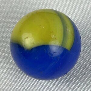 Vintage Akro Agate Blue Yellow Patch Marble .61 Inches